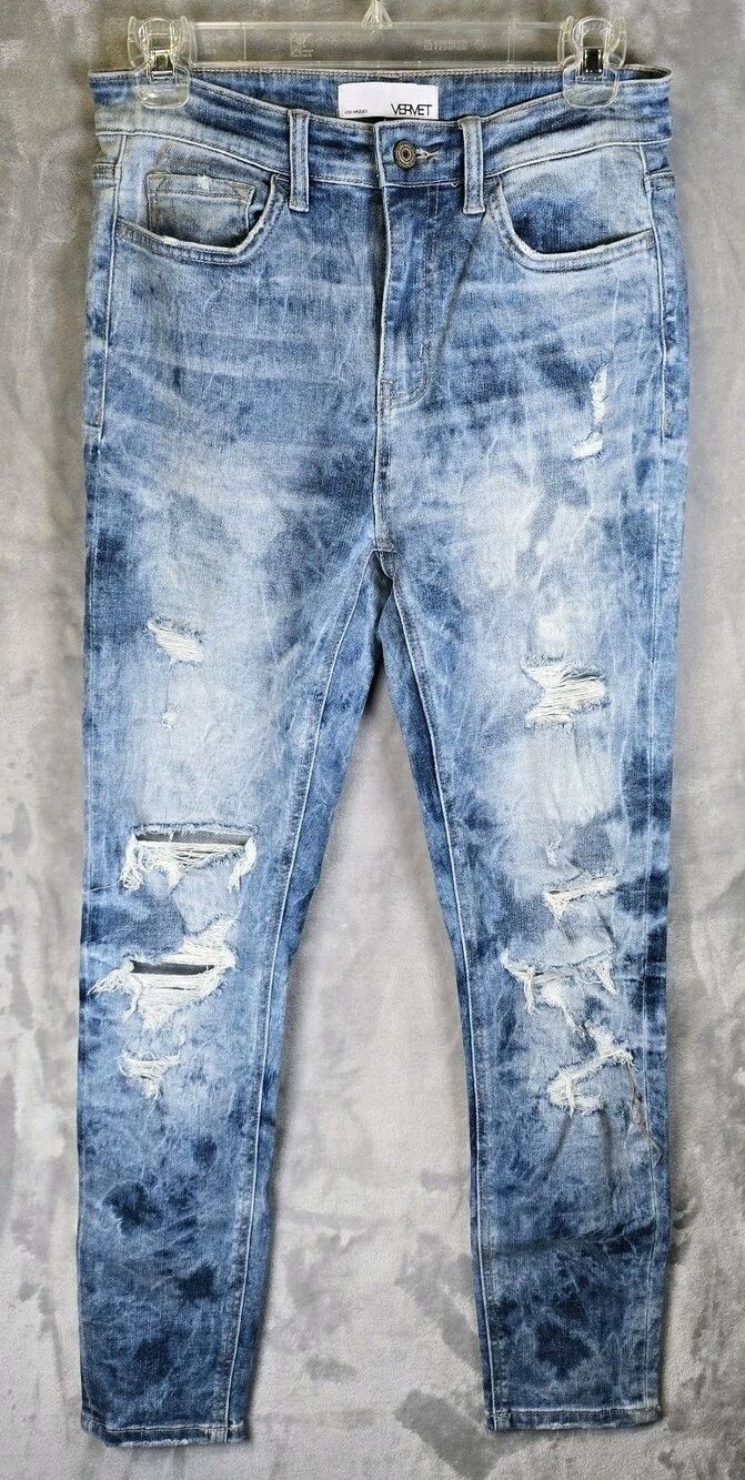 Vervet Jeans Slim Fit 27 Distressed Skinny Hippie Grunge Skater 26x27 Acid Wash